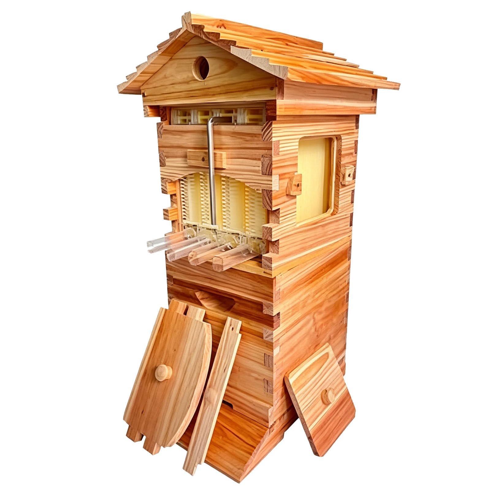 Kit per Apicoltura Flow Hive, arnia in Legno Completa con telaini a Flusso Automatico di Miele, Non è Necessario l'affumicatore per l'apicoltura Domestica