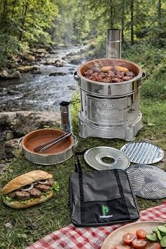 Paslanmaz Güveç Mangal Seti, Güveç Ocak, Paslanmaz Izgaralı, Toprak Tandır 40cm Çap