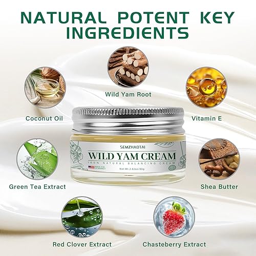 Miniatura 6 de Crema orgánica de ñame silvestre  Equilibrio hormonal y alivio de la menopausia, soporta sofocos y sudores nocturnos, 2.82 oz  Diseñado para el