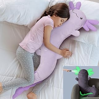 MorisMos 122cm lang Axolotl Kuscheltier XXL Kissen, Geburtstag Geschenk für Kinder Baby,lila