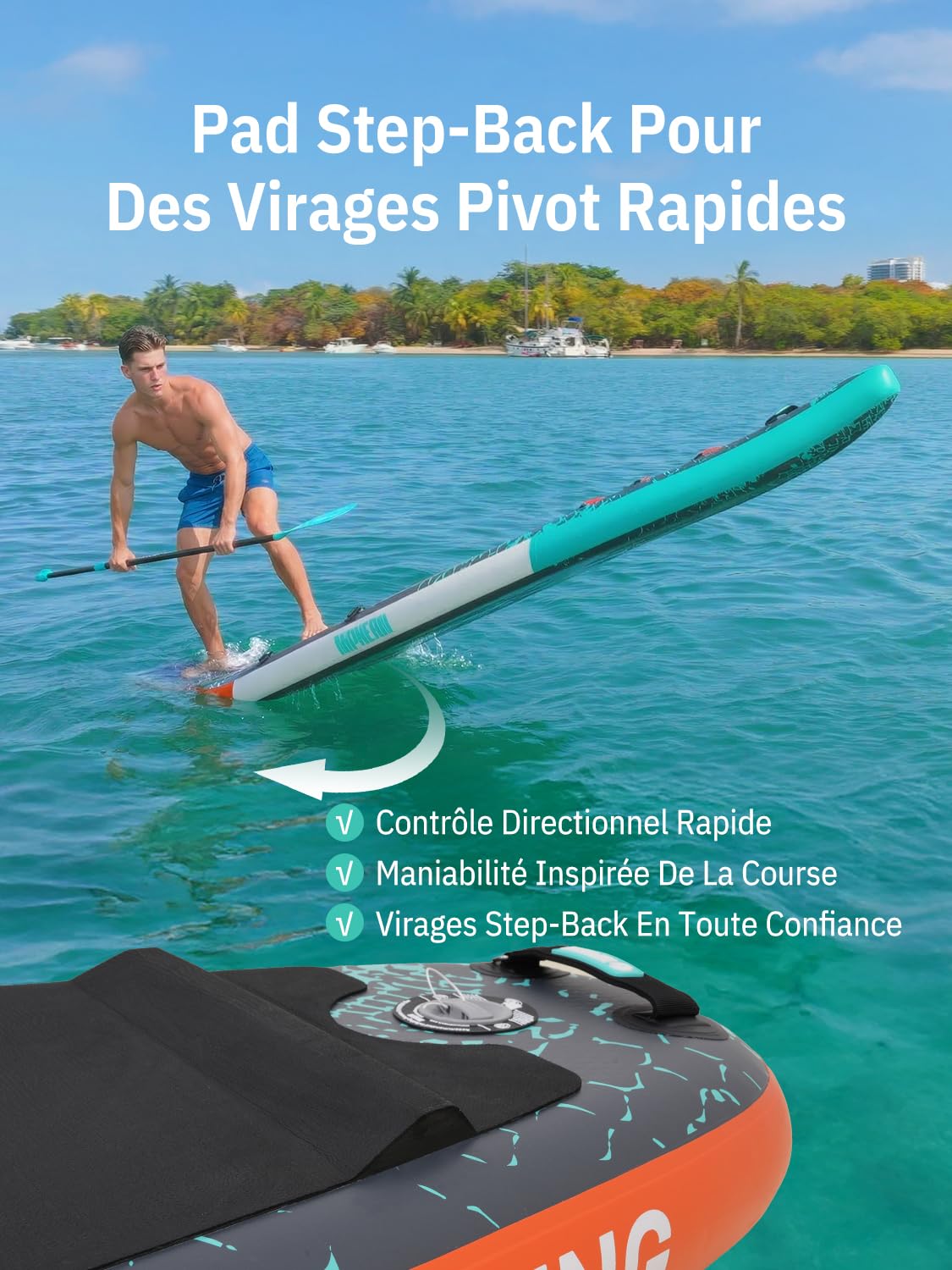 Niphean 380cm Paddle Gonflable 280kg Stand Up Paddle Touring avec Accessoires Complets Kick Pad Adulte Surf de Vitesse