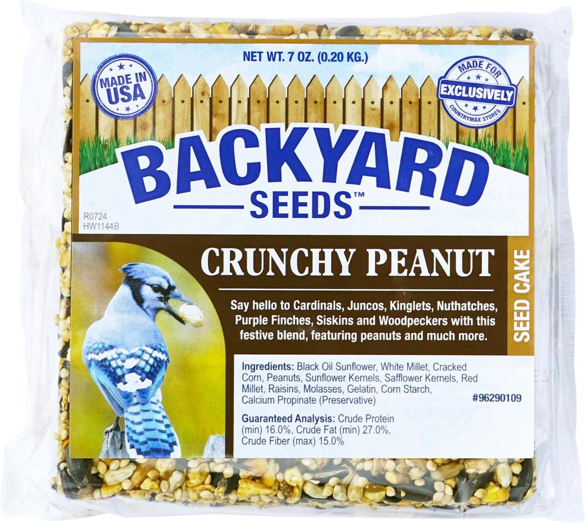 CountryMax Backyard Seeds Wild Bird Seed Cakes Square for Outside Feeders Variety Pack - 5 Pack of 7 Oz