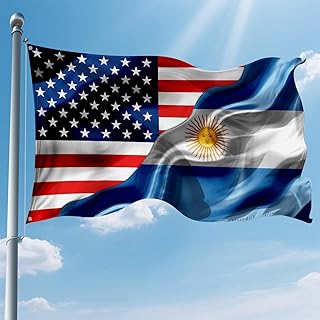 Usa America American And Argentina Argentinan Flags 3x5 Ft Double-Sided Printed With 2 Brass Grommets Indoor Outdoor Polyester Fabric Decorative Banner 3x5 Foot National Flag For Outside
