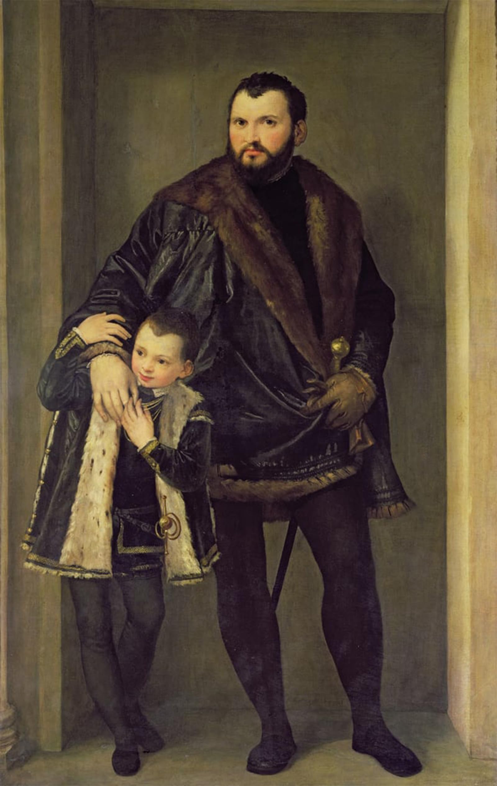 ARTXLXXBN Famous Painting Canvas Artwork Graffiti Print Giuseppe Da Porto and His Son Adriano by Veronese Portrait Canvas Image for Home Decor 60x90cm