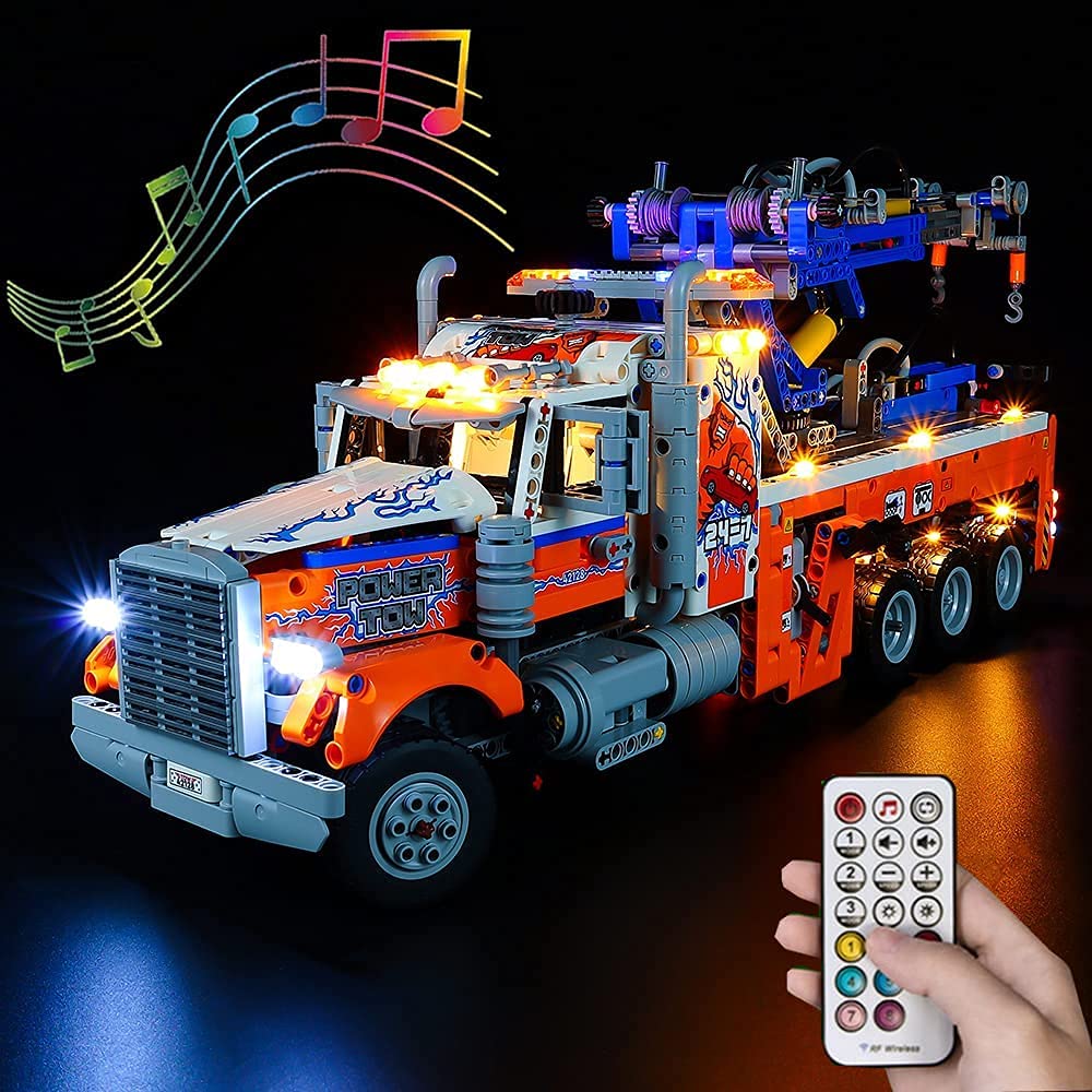 WDDSPSH RC with Sound Led Light kit Compatible with Lego 42128 ,Building Lighting Kit for (Heavy-Duty Tow Truck) Building Blocks Model.(Only Led Light