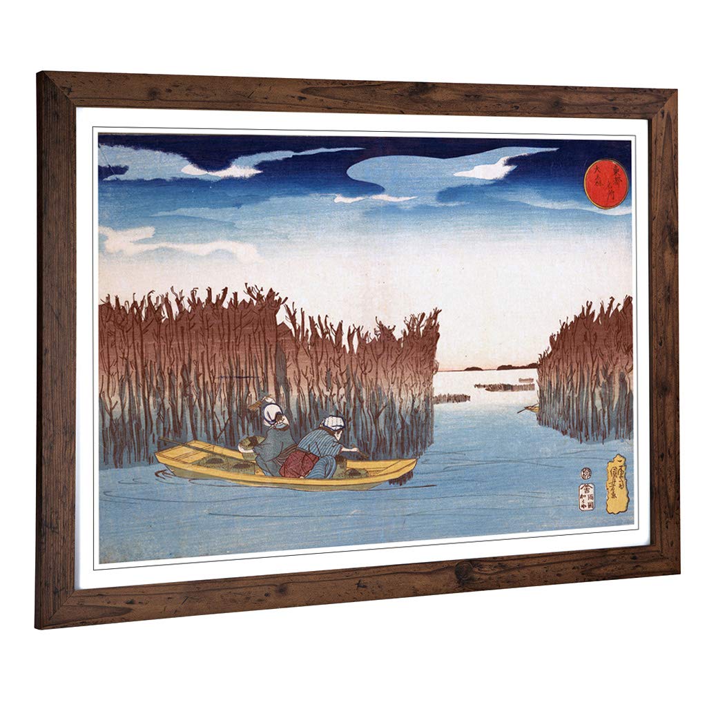 Big Box Art Framed Print of Hiroshige Japanese Oriental (26) Design | Wall Art Picture | Home Decor for Kitchen, Living Room, Bedroom, Hallway, Walnut, A2 / 24.5x18 Inch / 62x45cm