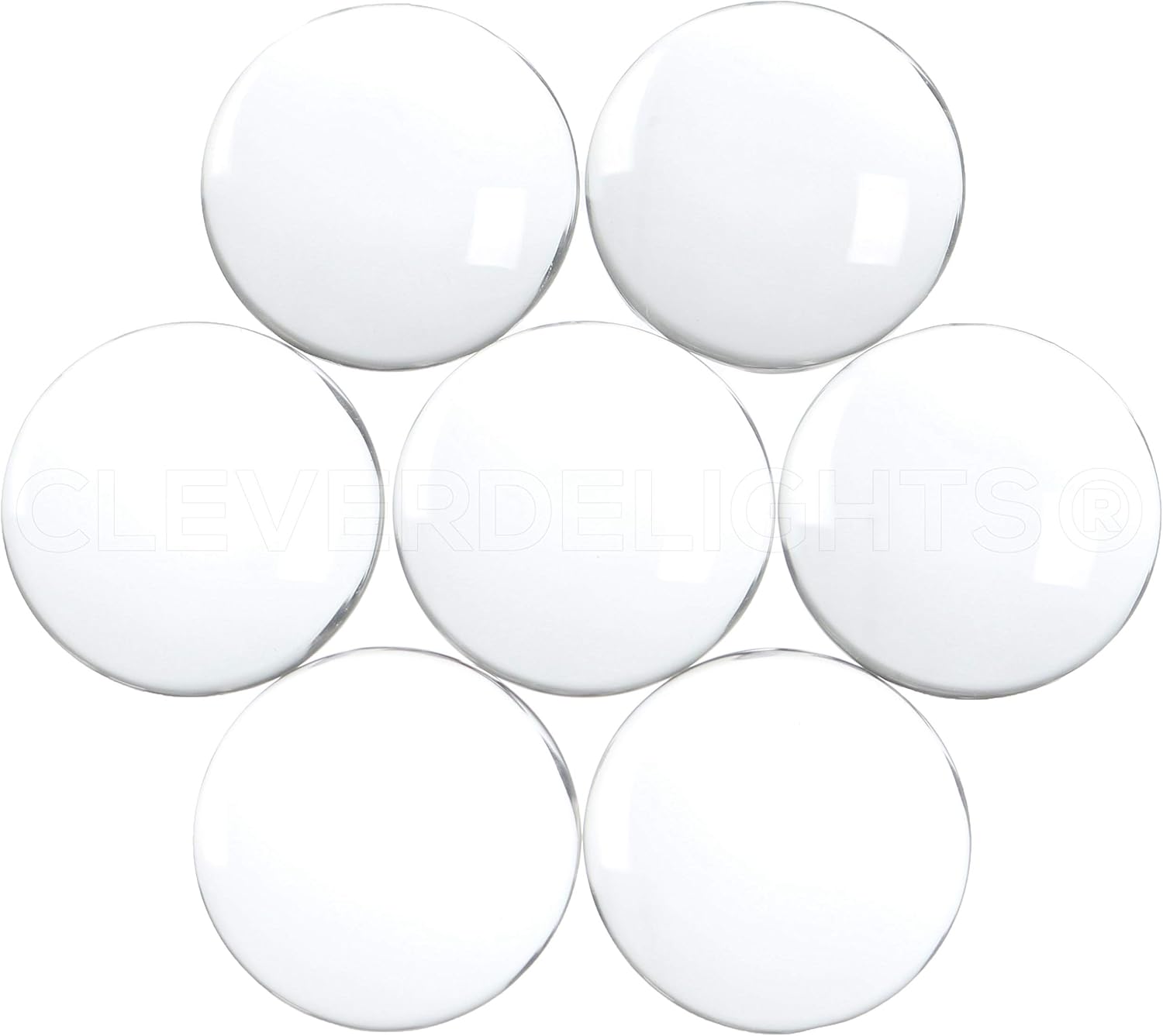 CleverDelights 30mm (1 3/16") Round Glass Cabochons - 50 Pack - Clear Transparent