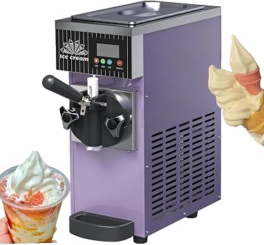 Single Flavor Commercial Ice Cream Maker,Countertop Soft Serve Ice Cream Maker,4-5kg/H,can also be used to make soft-serve ice cream, yogurt, and various other desserts Purple