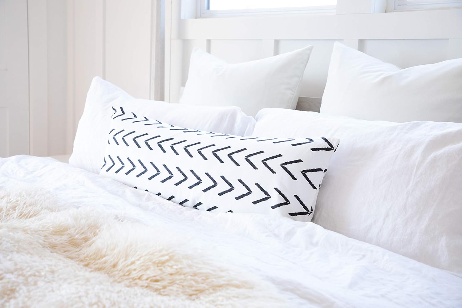 Black and White Boho Modern Maternity Pregnancy Long Body Pillowcase for Bed Headboard Couch Sofa | 14 x 36 Inches Zippered Body Pillow Cover