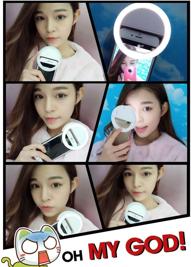 Mini Portable LED Fill Flash Selfie Light+3 Filters for Cellphone iPhone Samsung(White)