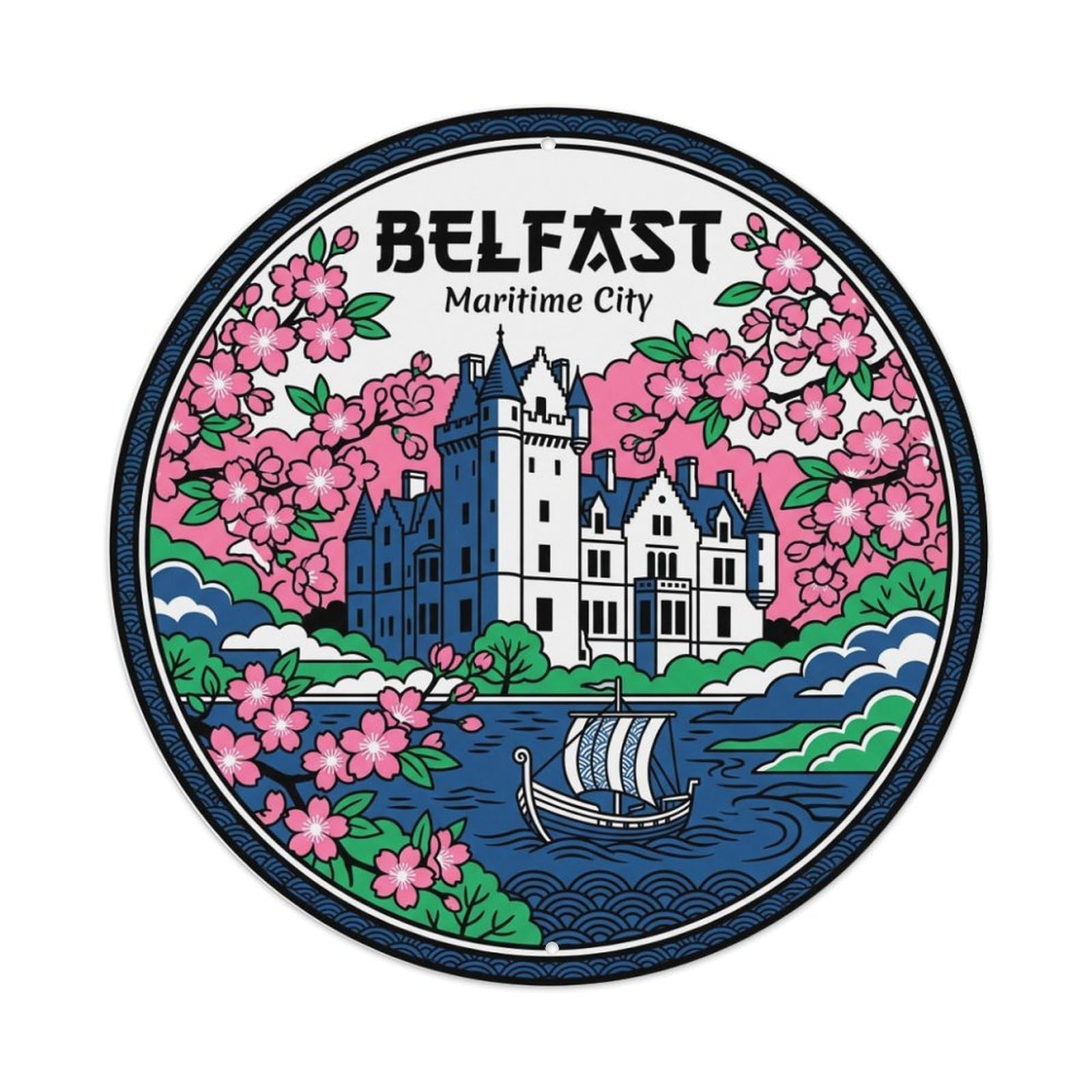 Tgrcjimh Style Metal Tin Sign Vintage Travel Belfast Ireland Group