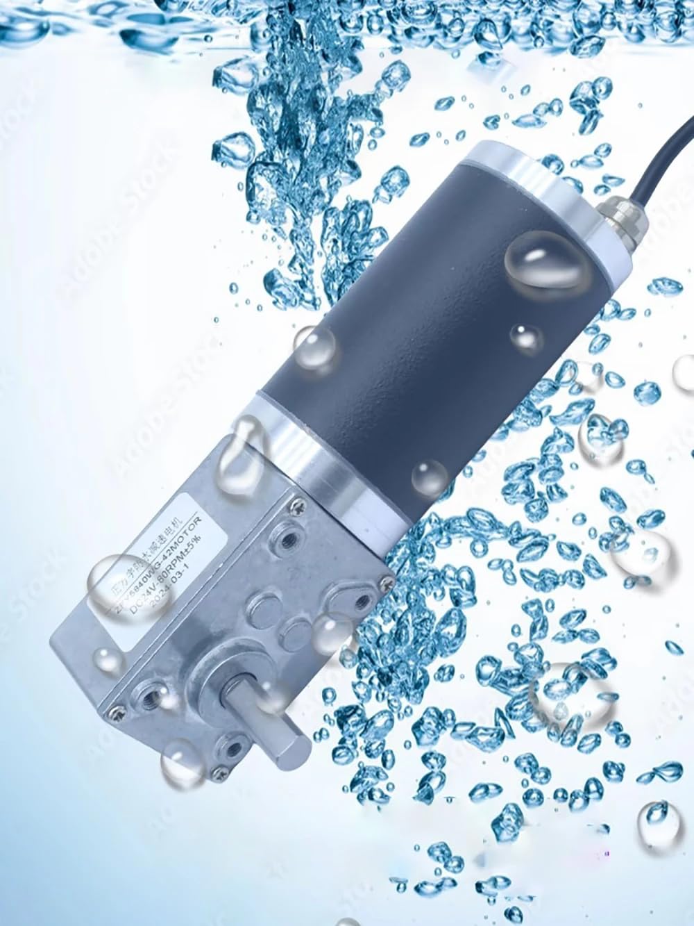 Metall-Schneckengetriebe-Untersetzungsmotor, Ip68, Wasserdicht, Selbstsichernd, Unterwassermotor, Schaftlänge 22mm, mit Halterung ZFY5840-42 DC 24V(12 U/min)