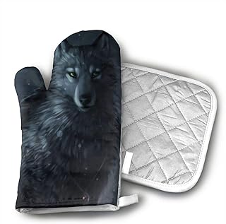 Rękawice kuchenne i ścierki do garnków z serii Wolf, bardzo długie, profesjonalne, odporne na wysokie temperatury rękawice kuchenne do grillowania, gotowania, pieczenia, grillowania