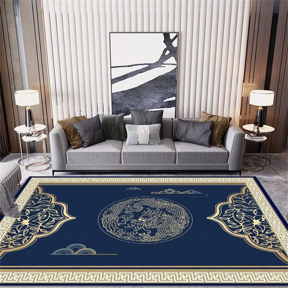 Tapis de chambre abstrait bleu pour créer un espace cocooning chaleureux