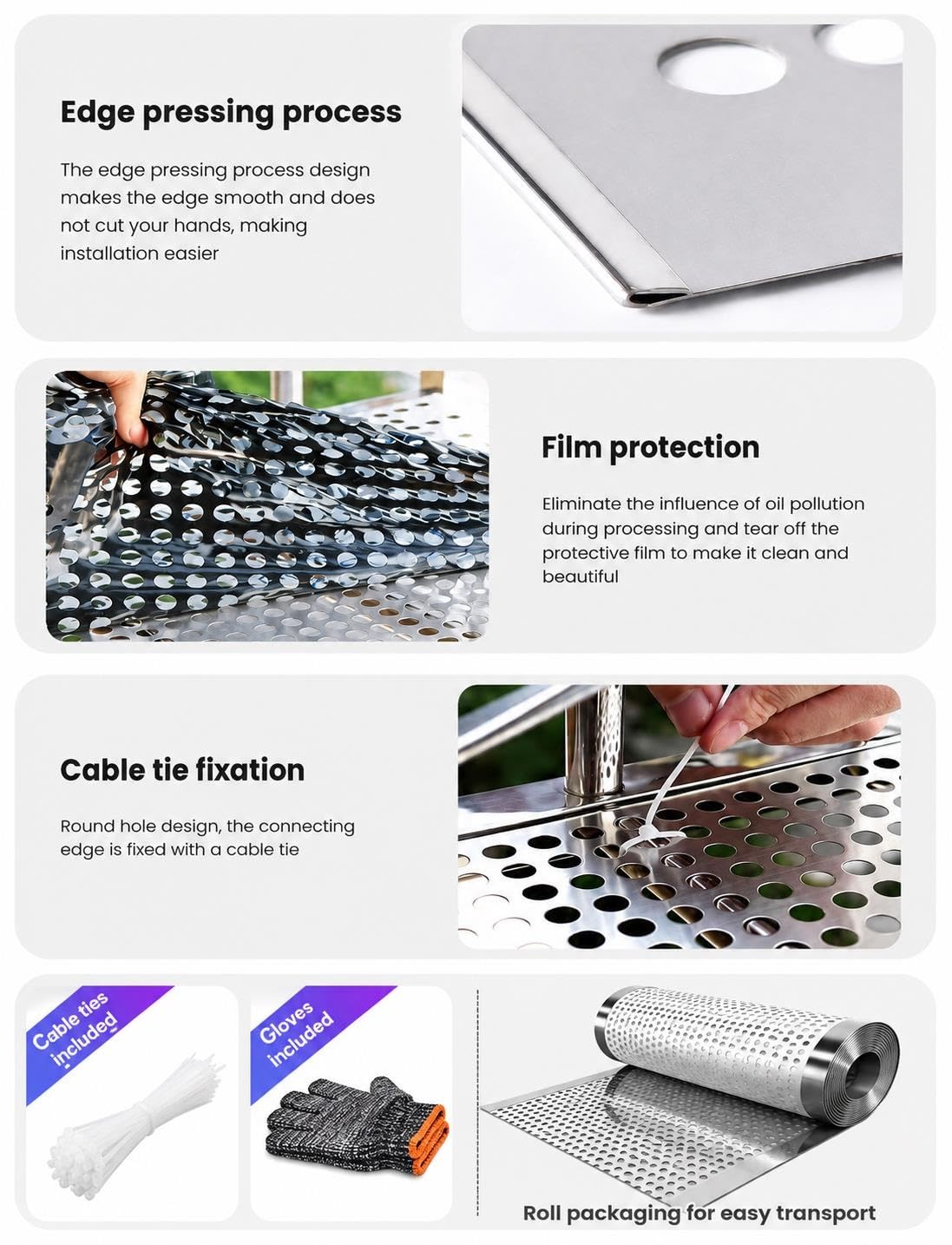 Tôle perforée inox 304, trous 8 mm, panneau pour garde-corps