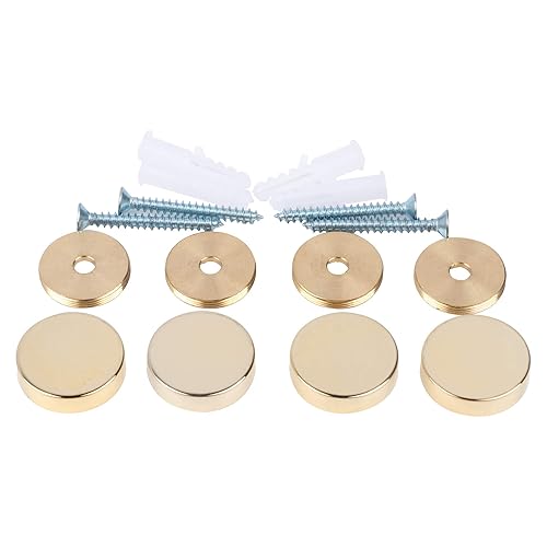 Tornillos de espejo, clavos decorativos de espejo con tapa de latón, 1 pulgada, oro pulido, paquete de 4