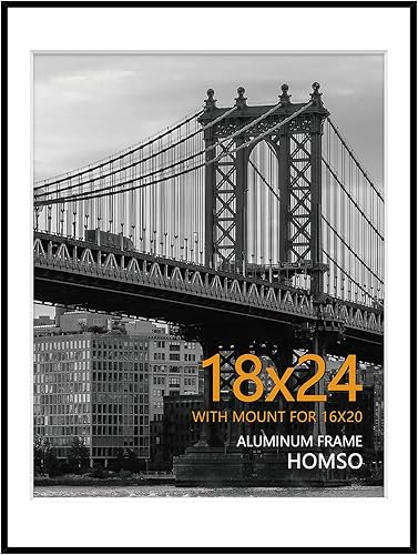 Homso Marco de fotos de metal de 18 x 24 pulgadas, marco de fotos de aluminio de alta calidad de 18 x 24 pulgadas para pared, marco de fotos de Negro