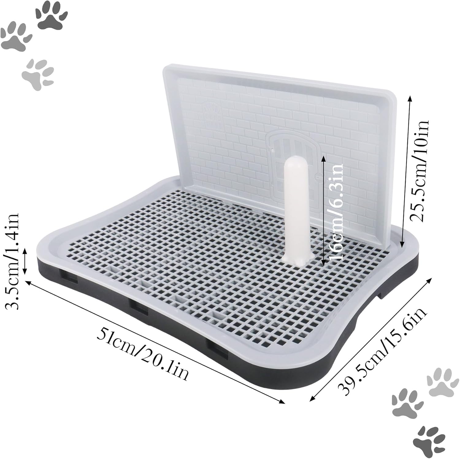 Dmnnlp Pee Pad Holder, Puppy Pad Holder, Indoor Dog Potty with Splash Guard & Center Post, Pee Pad Holder for Small and Medium-Sized Dogs 20.1"X15.5" (Gray)