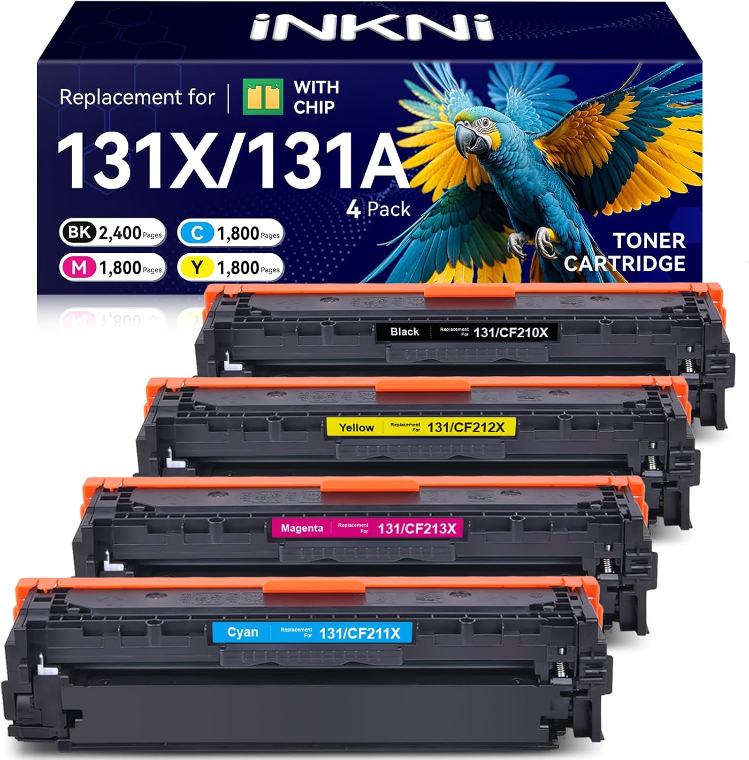 InkNI Compatible 131X 131A Toner Cartridge Replacement for HP 131A 131X Black, Cyan, Magenta, Yellow|Compatible for HP Printers LaserJet Pro 200 Color M251nw,MFP M276nw (Color, 4-Pack)