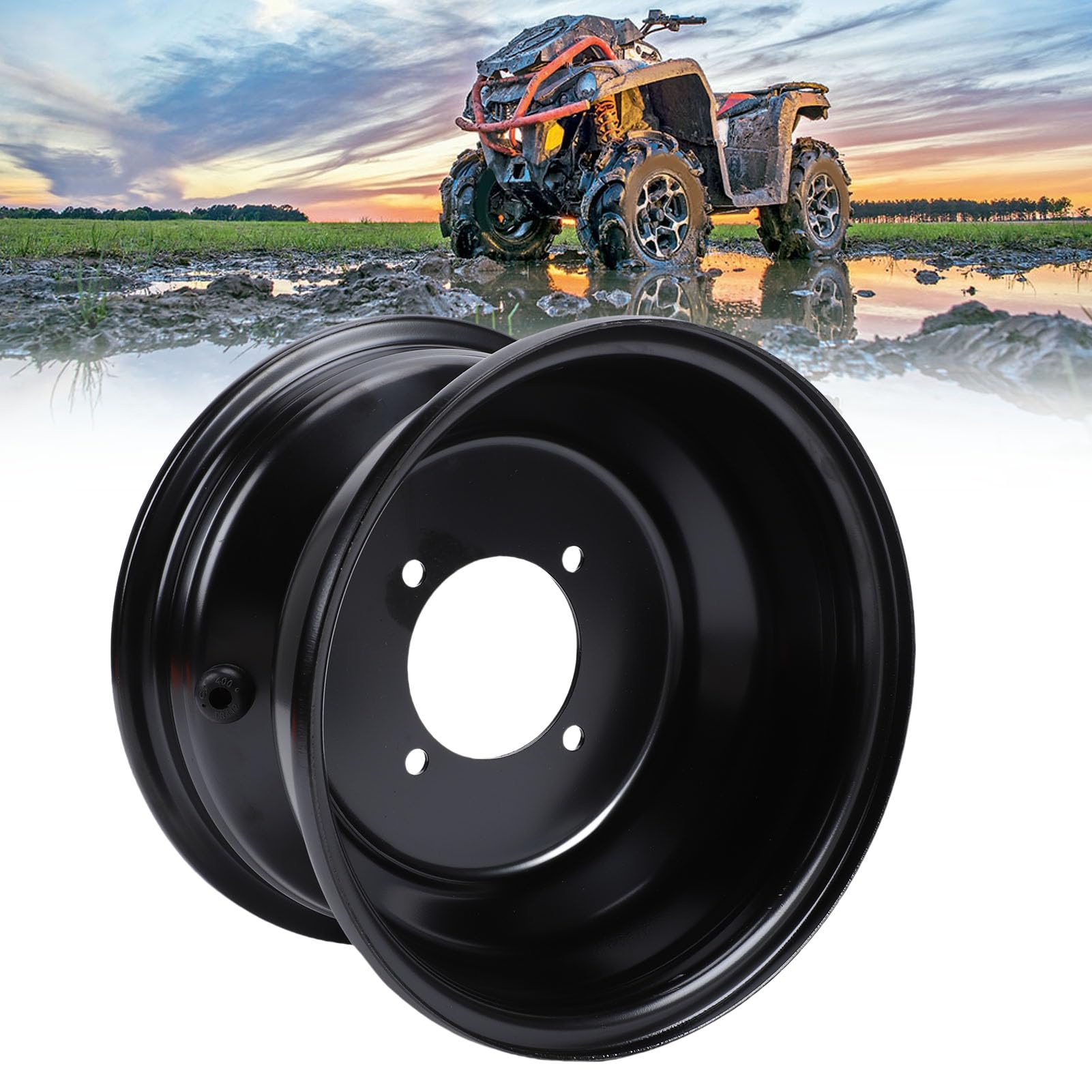 Srliya Cerchione Anteriore ATV 19x7-8 da 8 Pollici 4 Fori per Bulloni Cerchio Ruota in Acciaio Ad Alta Resistenza 19x7.00- per Tosaerba Go Kart Quad Dirt Bike Buggy