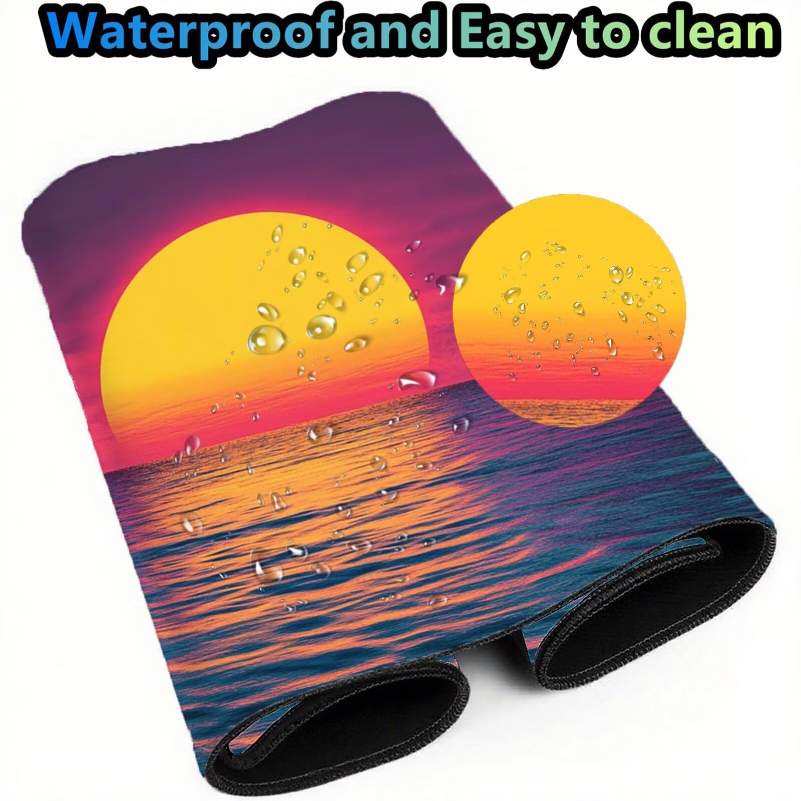 Podkładka pod mysz Ocean 1600 x 800 mm Zachód słońca Duża podkładka pod mysz japońska podkładka pod mysz antypoślizgowa gumowa powierzchnia szwy na krawędziach mata biurkowa do dekoracji domu biura