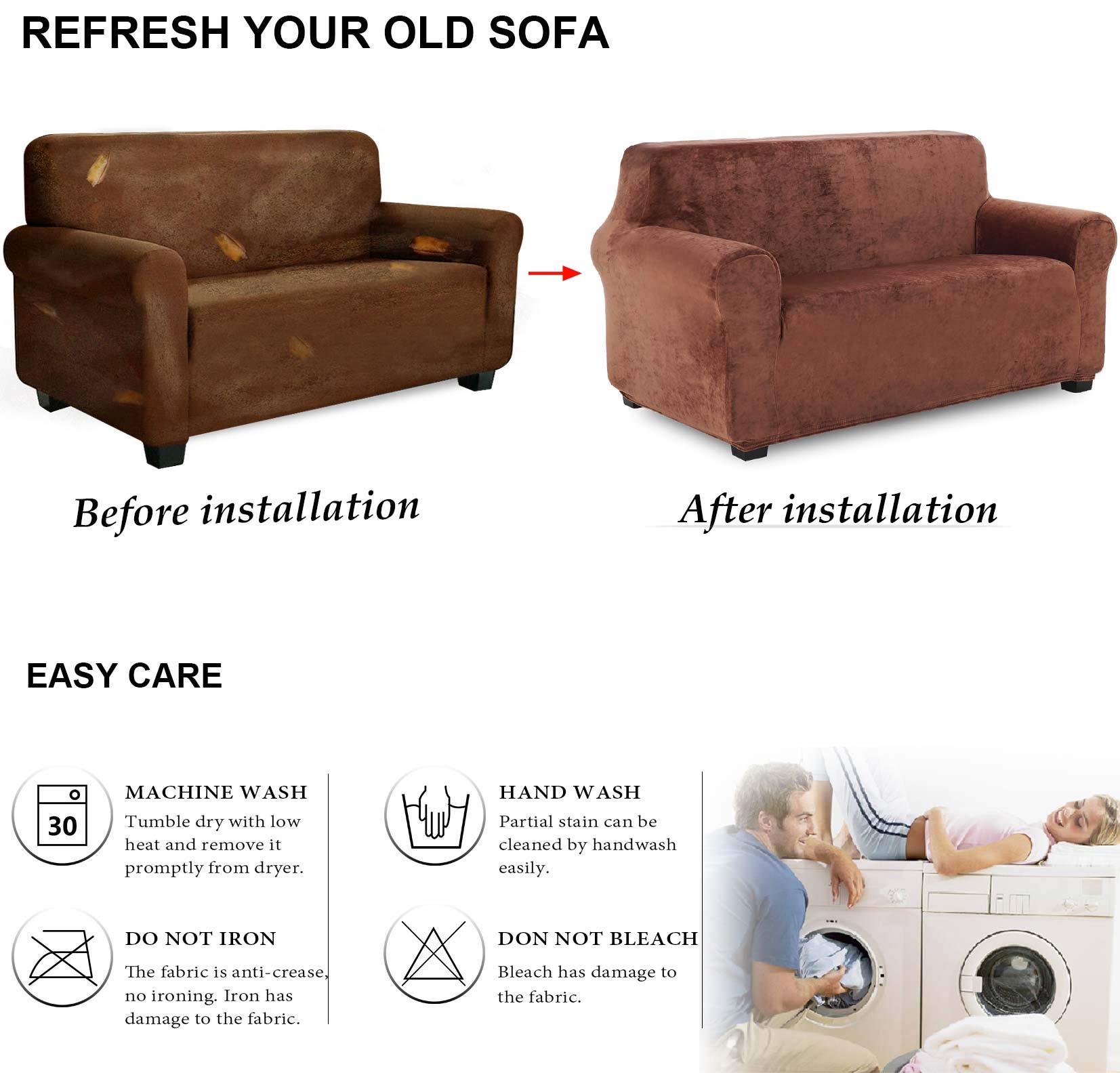 TIANSHU Copridivano 4 Posti in Velluto,Fodere Copridivani 1-Pezzo,Copridivani in morbido peluche di velluto per divano Fodere per mobili di lusso alla moda(4 Posti,caffè)