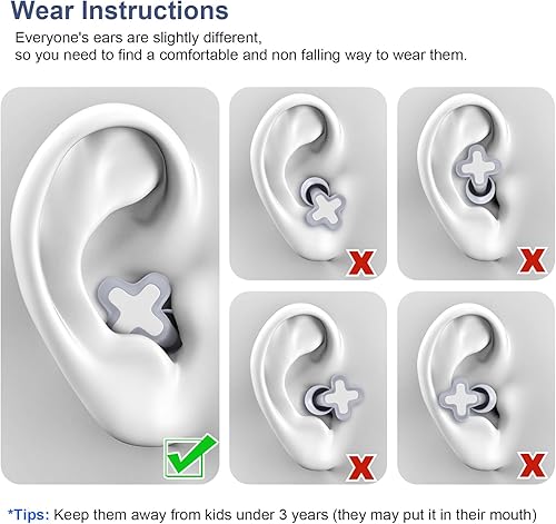 Miniatura 6 de Tapones para los oídos para reducción de ruido, tapones de silicona flexibles reutilizables para dormir, conciertos, motocicletas, aviones y