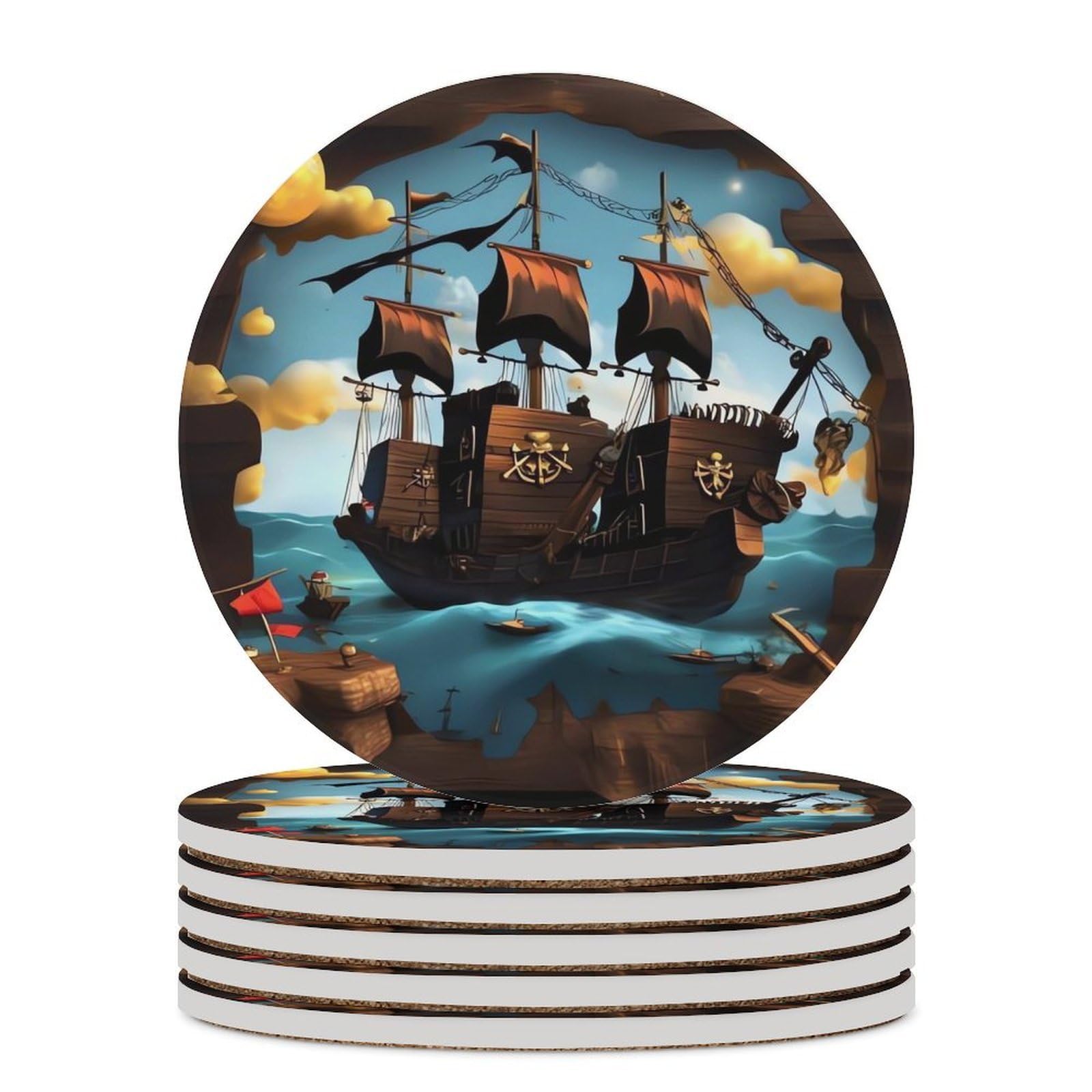 Dessous de verre céramique résistant chaleur lot de 6 sous-verre liège rond