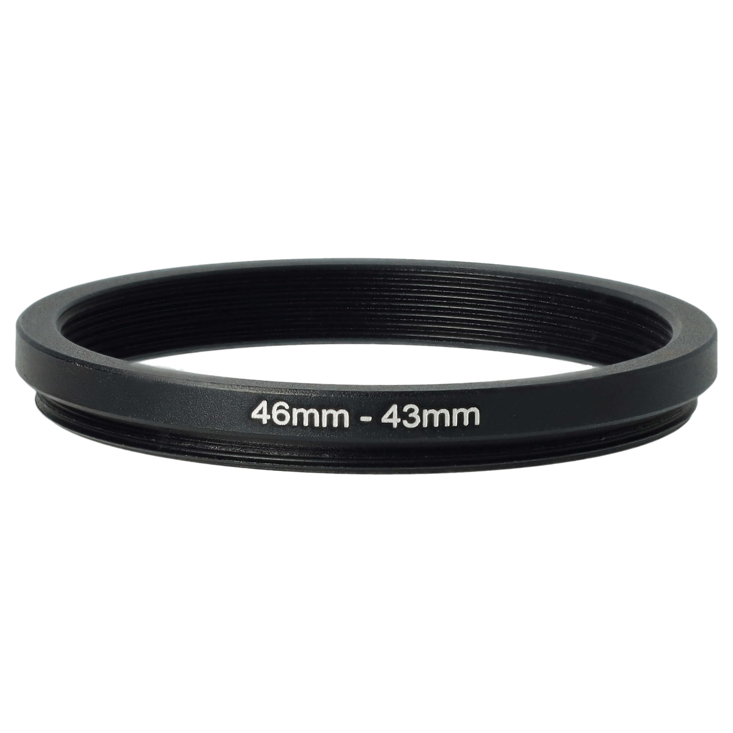 vhbw Step-Down-Ring adapter od 46 mm do 43 mm do obiektywu aparatu | Adapter filtra, metal czarny