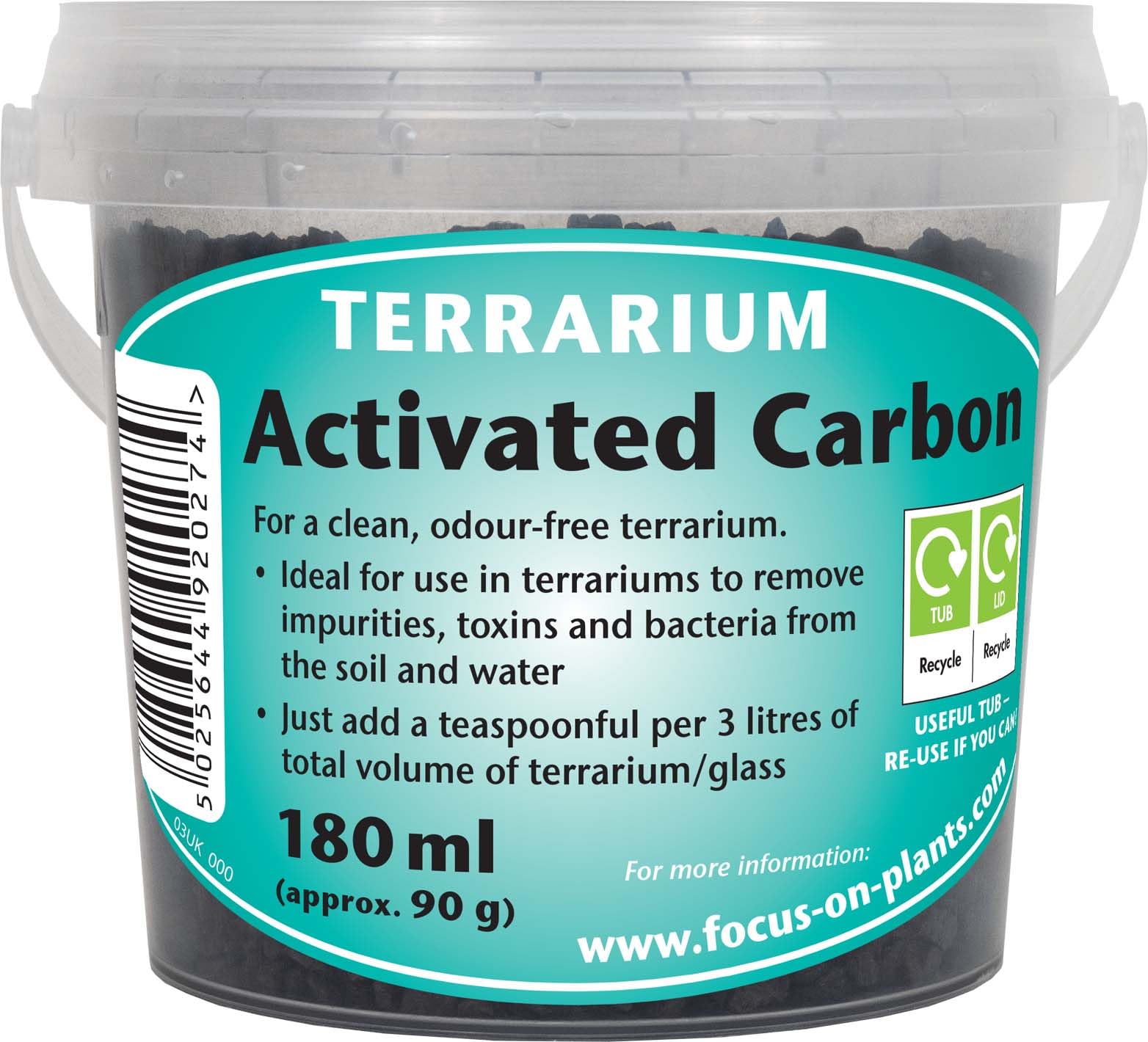 Growth Technology Ltd Terrario MDTAC180 carbone attivo (carbone) 180 ml vasca