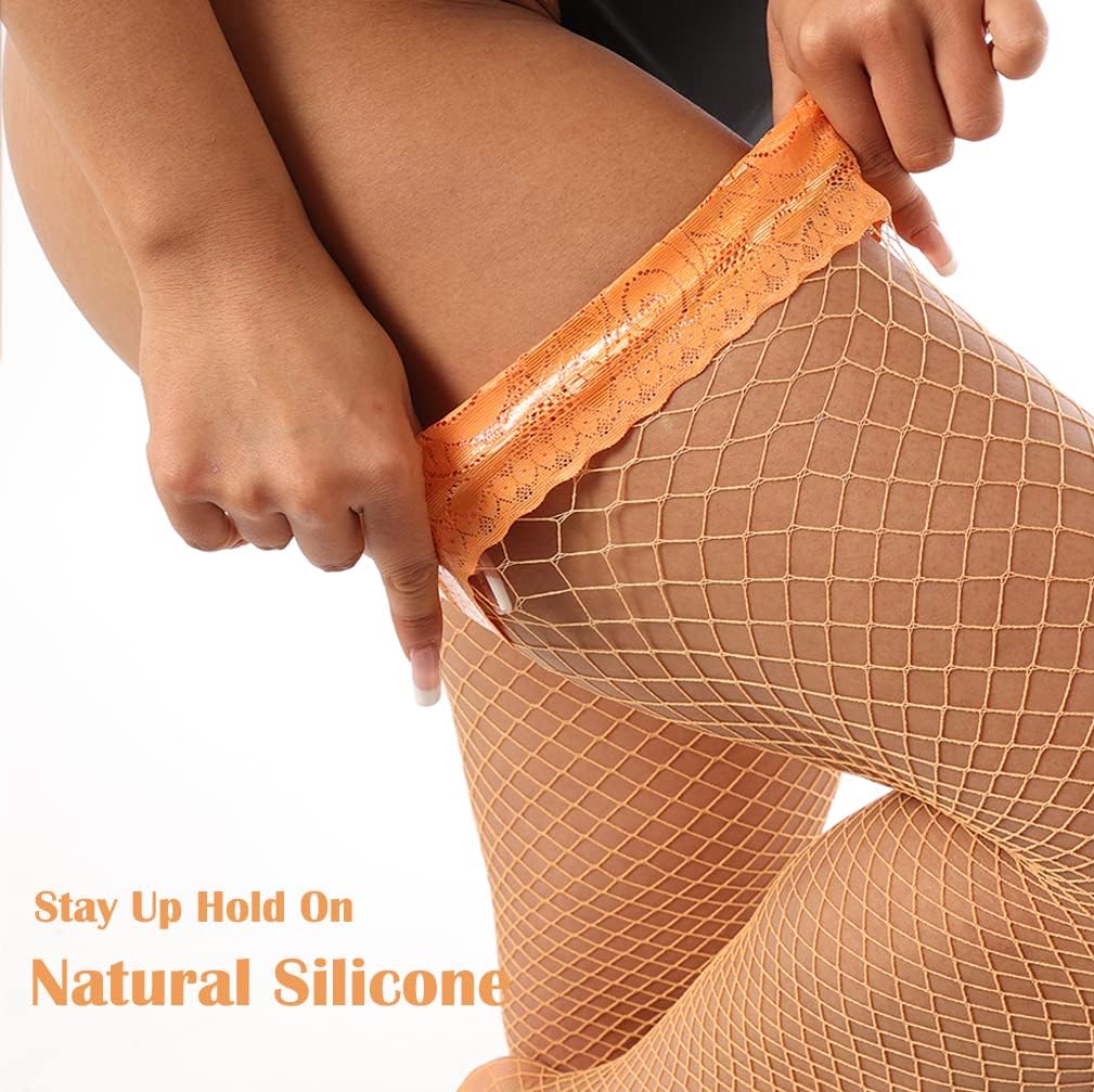 JarseHera Fishnets Thigh High stockings Silicone Lace Top Stay Up Sheer Nylon Hosiery - Image 2