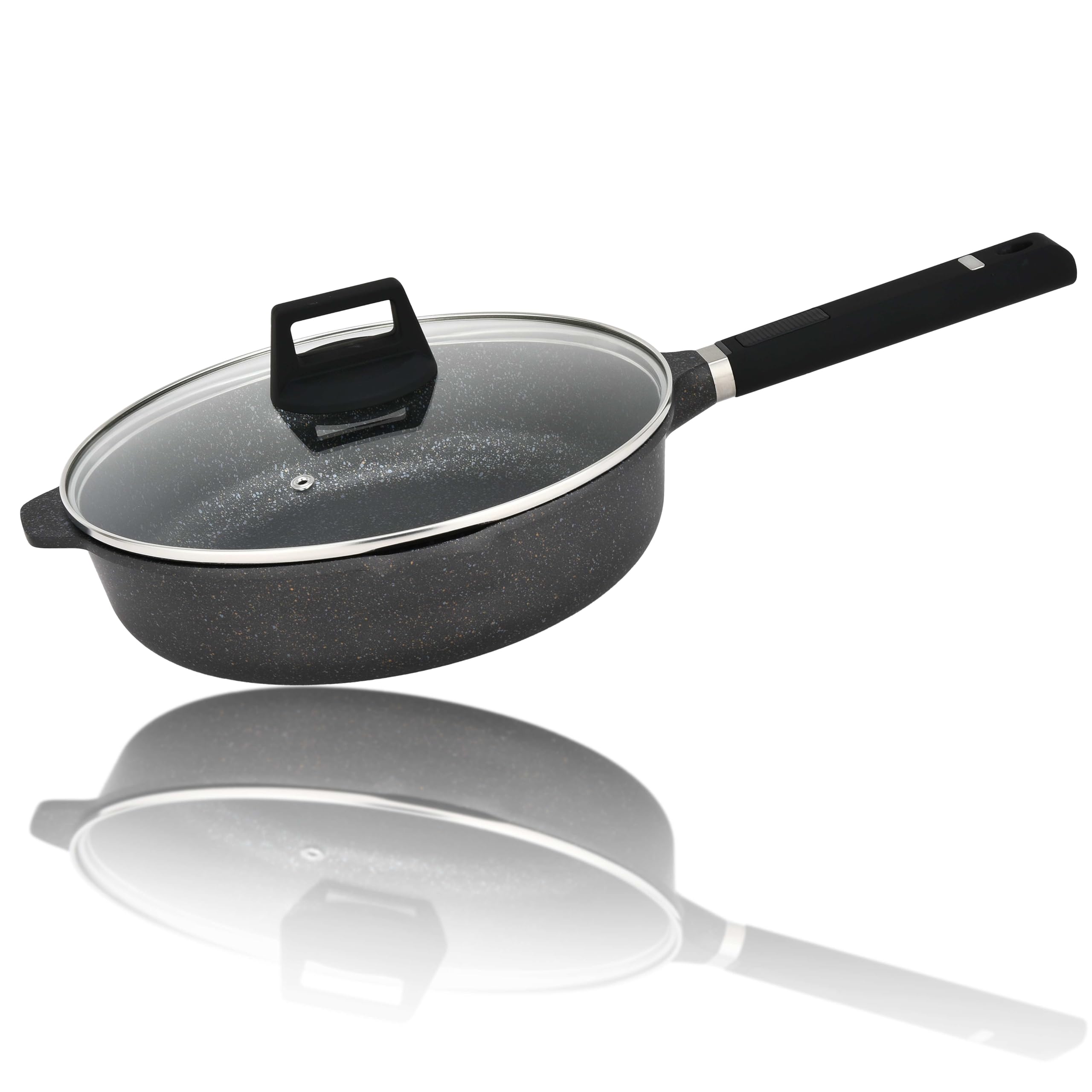 vivicreate Saute Fry Pan with Lid, 9.4 Inch, Marble Nonstick Coating, suitable for Gas Electric and Induction non stick frying pans pan skillet ceramic cooking omelette egg small teflon non toxic