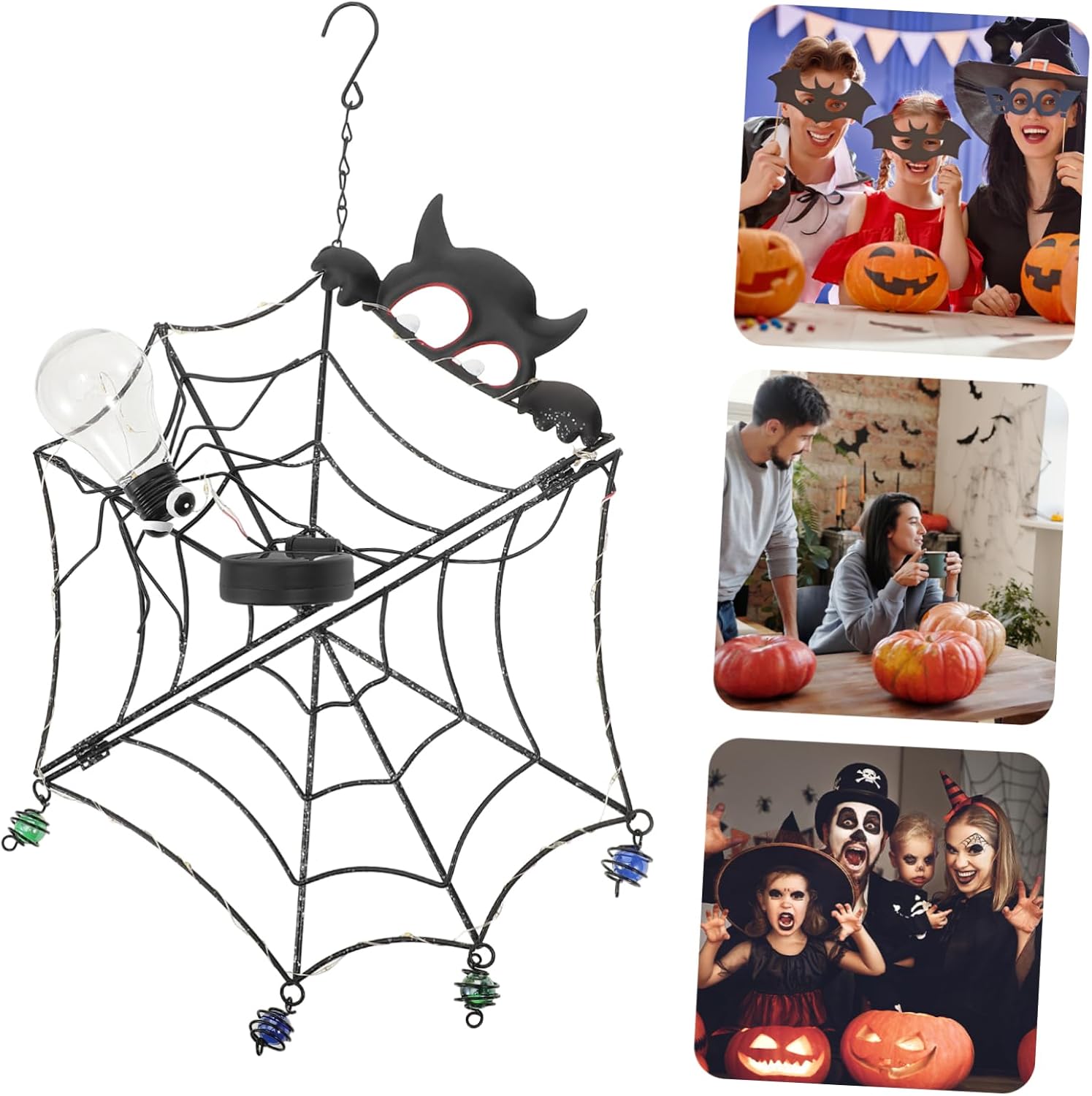 balacoo Halloween Spiderweb Hanging Light Led Decorative Pendant Outdoor Party Decorations Spiderweb Lamp
