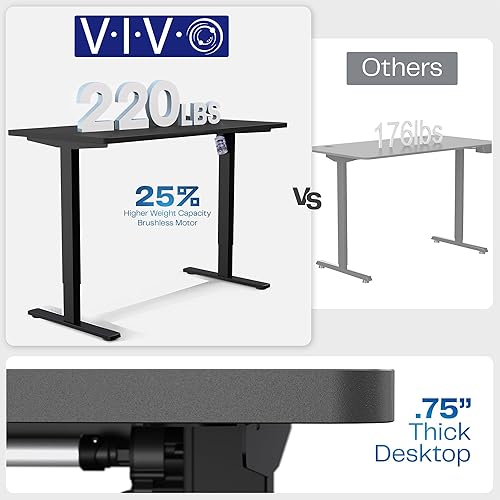 Miniatura 5 de VIVO DESK-KIT-1B6-P3B - Escritorio de pie eléctrico ajustable para juegos de 60 x 30 pulgadas con bandejas ocultas para cables, alfombrilla para