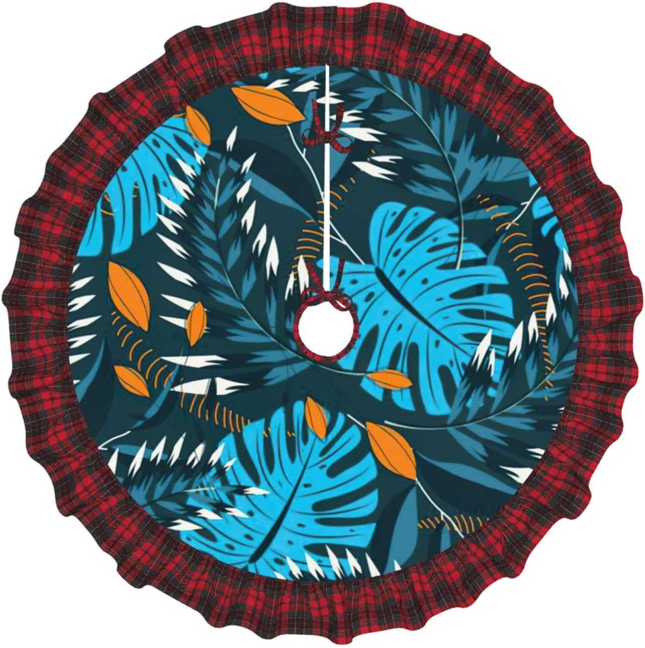 Summer Tropical Leaves Exquisite Christmas Decor Rustic Hessian Plaid