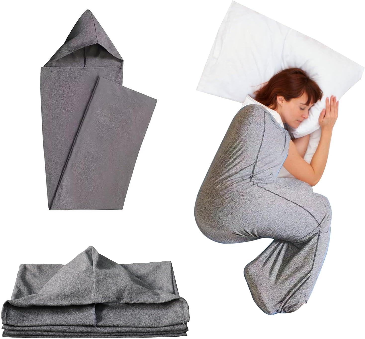 Compression Sleep Sack,Ultra-Lightweight Wearable Blanket for Stress & Anxiety Relief, Breathable Stretch Fabric Sleep Pod,Hug Pressure Therapy Compression Sack(M)