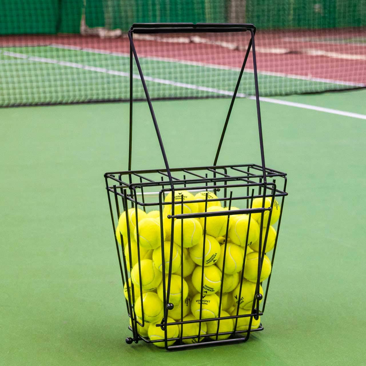 Vermont Cesta de pelota de tenis y tolva [capacidad de 72 pelotas] – Fácil almacenamiento y colección de pelotas de tenis