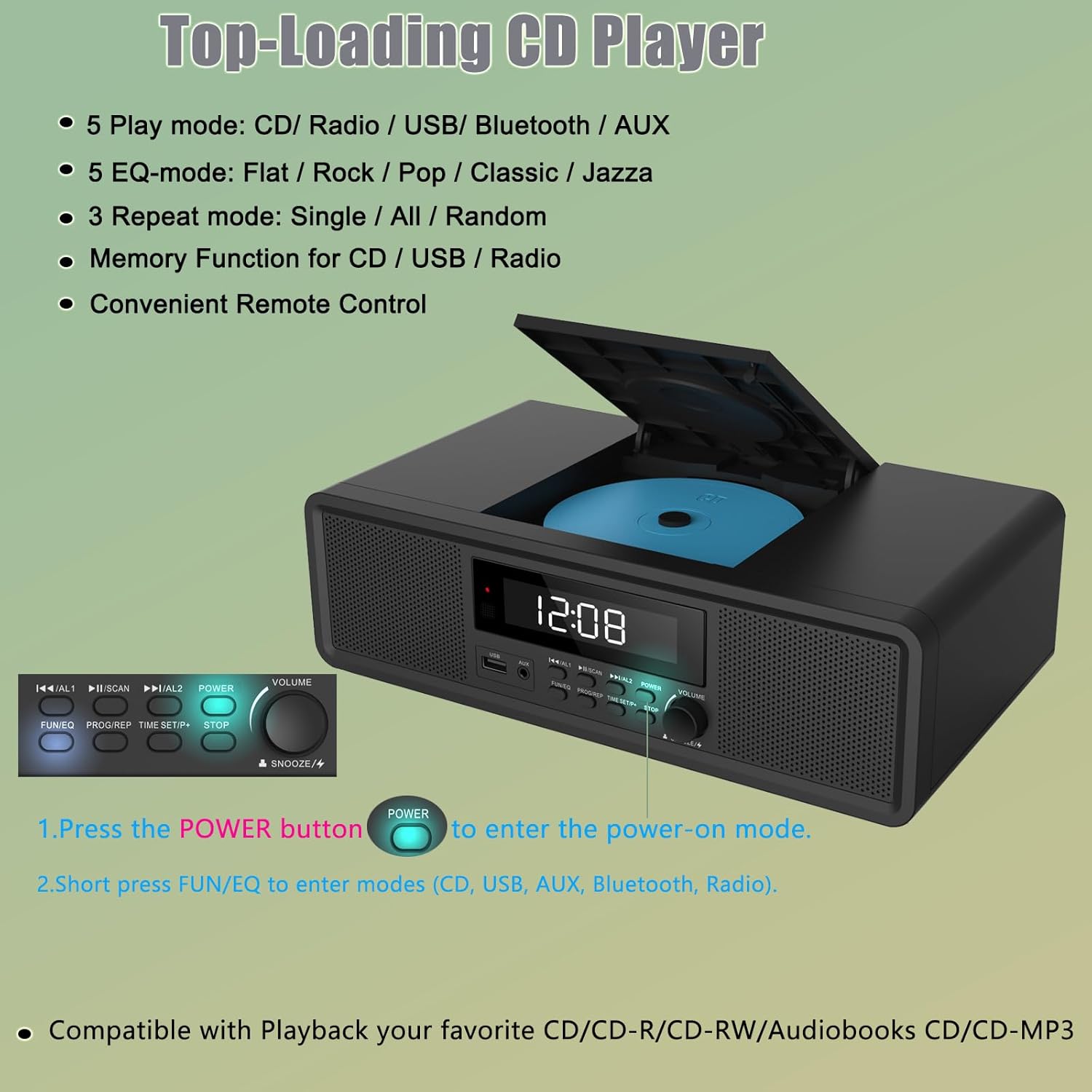 WISCENT WTB-798 Top-Loading CD Player