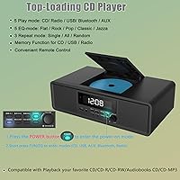 Vista 4 de Sistema estéreo compacto con reproductor de CD, Bluetooth, reloj de alarma dual, radio FM, sonido claro de 20W RMS, entrada USB/AUX, función