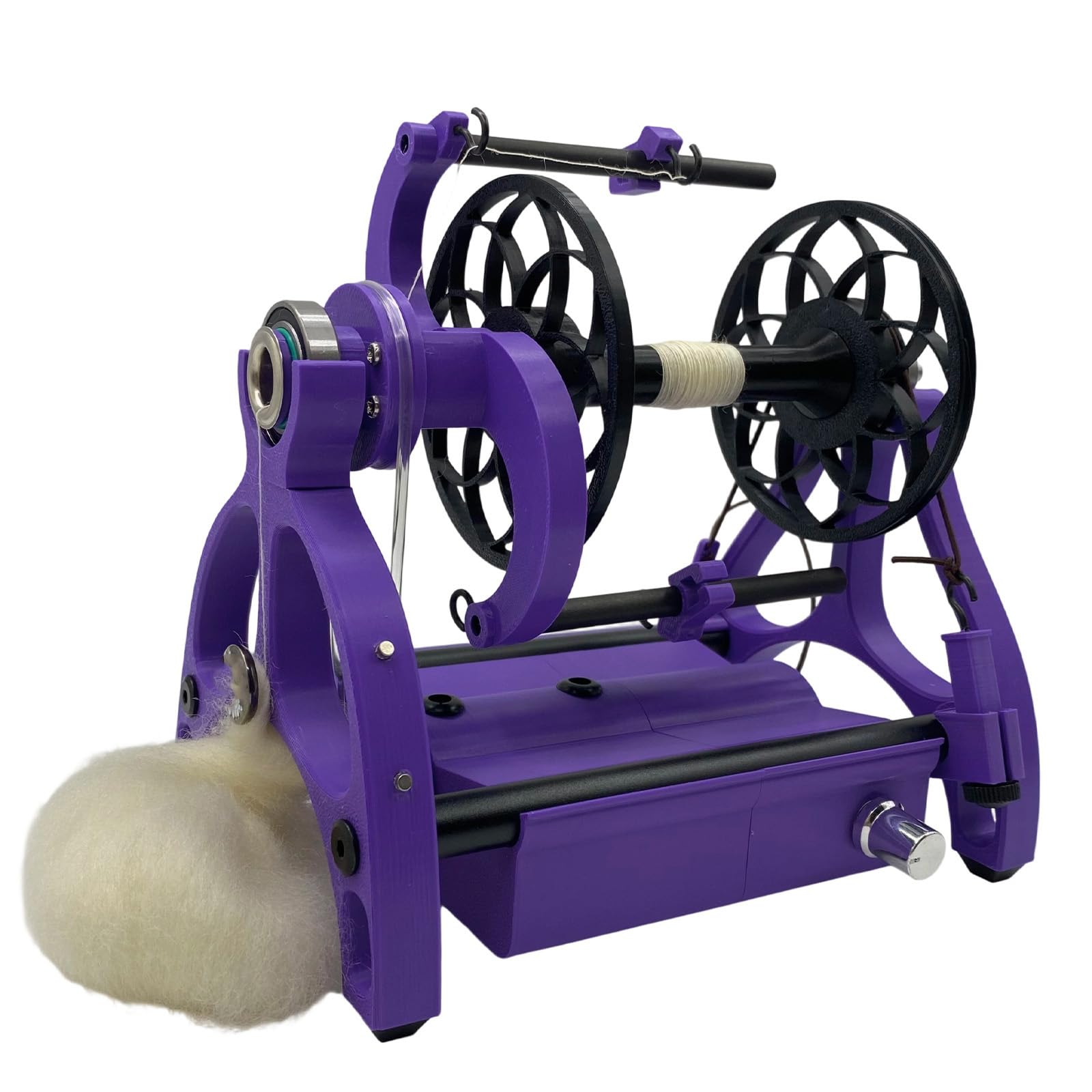 LTzygmion Yarn Spinner Machine, Electric Spinning Wheel, with Foot Switch and 3 Spools, 120g Capacity, Forward/Reverse, Adjustable Speed, for Wool Spinning, Weaving and Roving