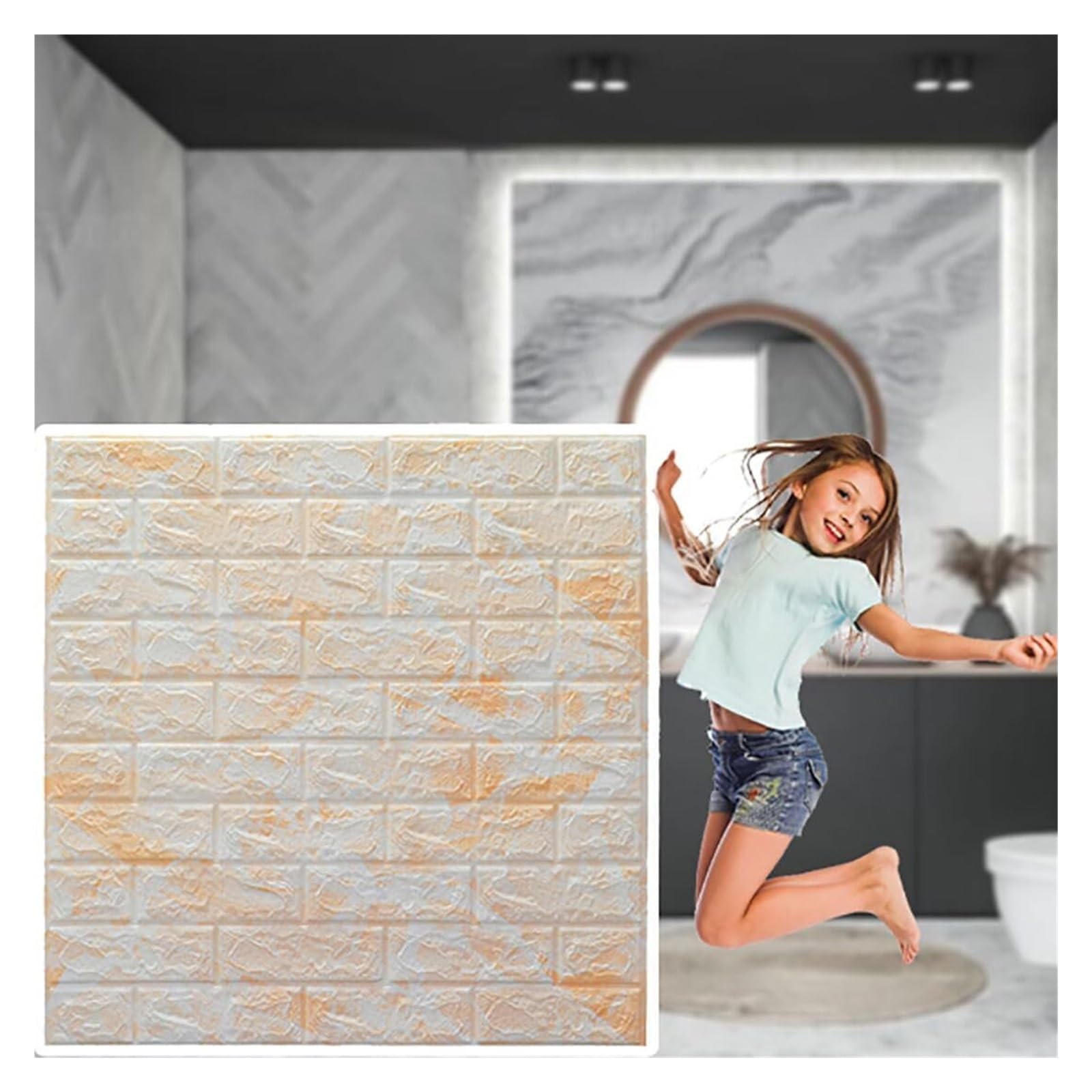 Jfgctyhxy 30Pcs Self-Adhesive Wallpaper, Wall Panel，3D Brick Panels Peel And Stick 3D Wallpaper, 30.3X27.6 Inch Self Adhesive Removable(30Pcs)