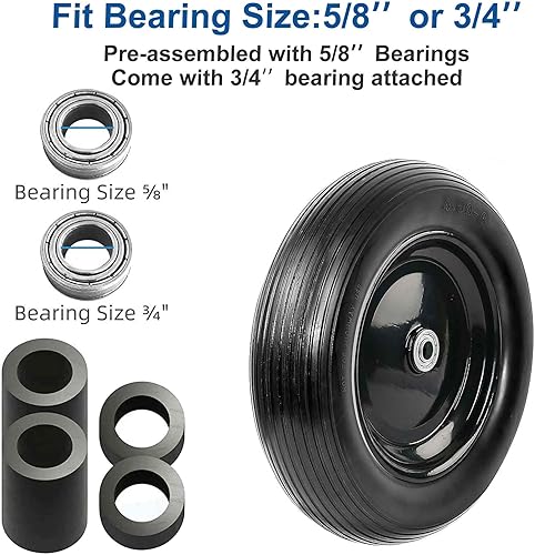 Miniatura 8 de Neumáticos para carretilla 4.804.00-8 sin planos, 16 pulgadas sólido 4.804.00-8 neumático y rueda con rodamientos de 58 pulgadas o 34 pulgadas,