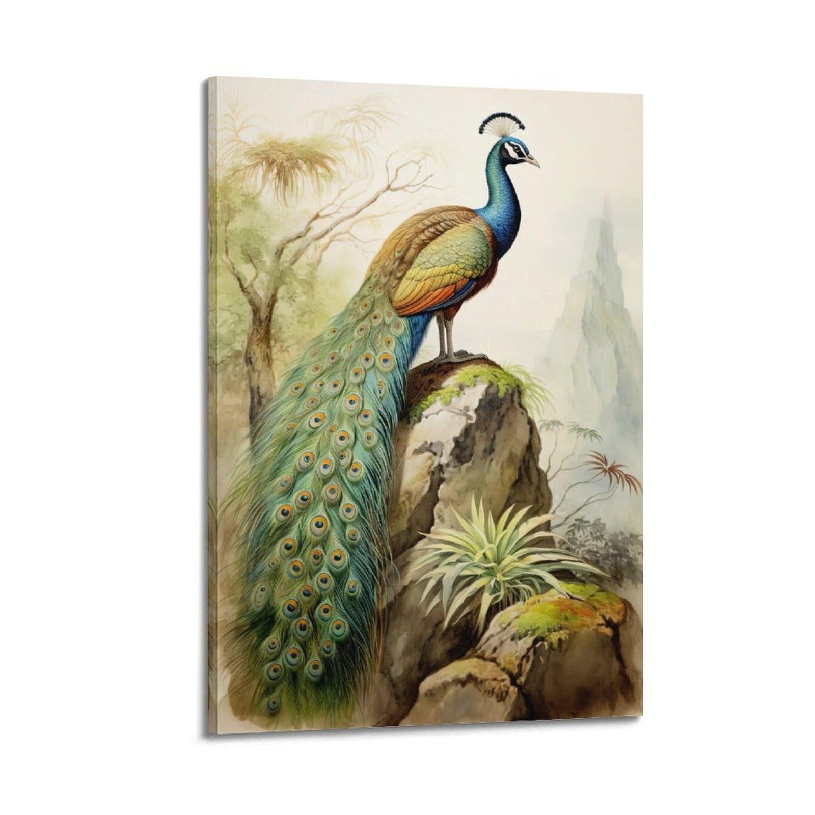 ZSZWHJ Animal Artwork Poster Peacock on The Peak Poster Decorative Painting Canvas Wall Posters And Art Picture Print Modern Family Bedroom Decor Posters 24x36inch(60x90cm)