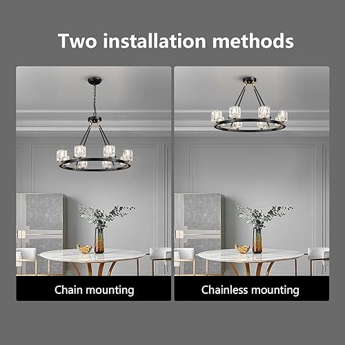 Miniatura 2 de Candelabro de cristal de 8 luces, accesorios de iluminación para comedor, casa de campo, con ruedas de carro, lámpara colgante de techo, lámpara