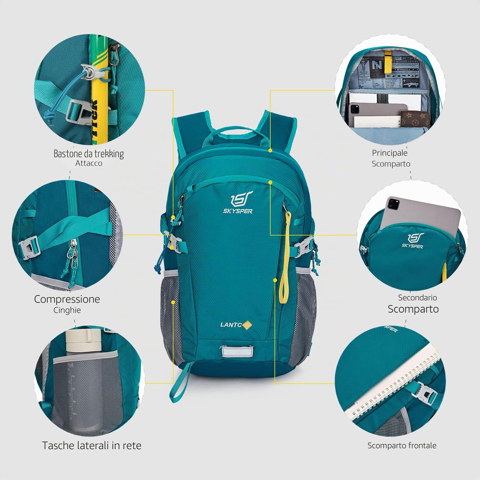 SKYSPER Zaino da Hiking 20L, Impermeabile Zaino Montagna per Viaggio Escursionismo Trekking Uomo e Donna