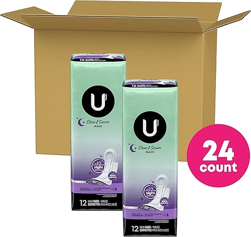 Miniatura 2 de U by Kotex Clean & Secure - Maxi almohadillas con alas, absorción extra pesada, 24 unidades (2 paquetes de 12) (el embalaje puede variar)