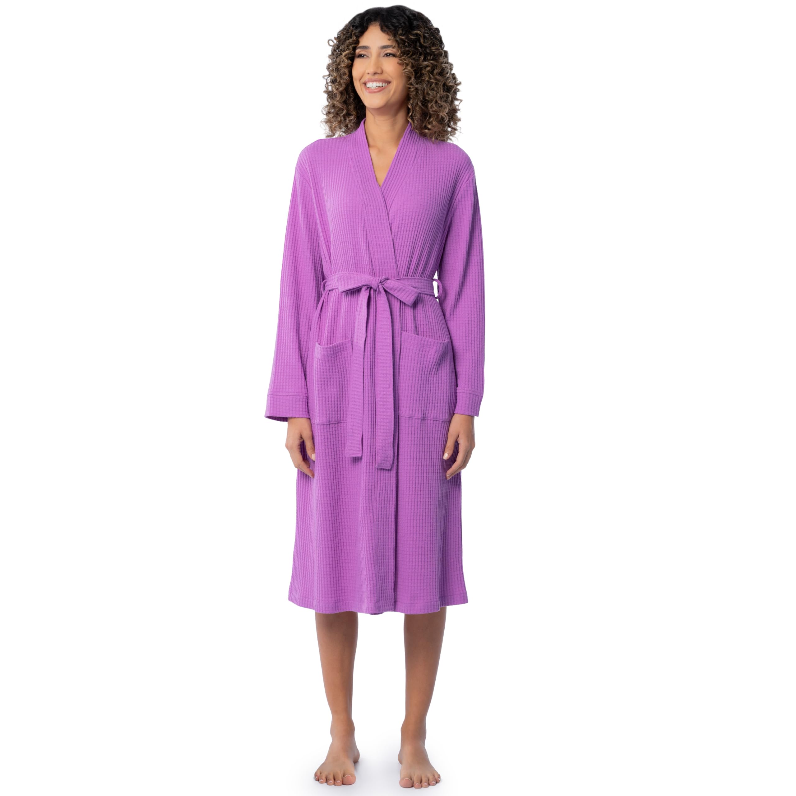 Fruit of the Loom Womens Lightweight Waffle Knit Kimono Robe