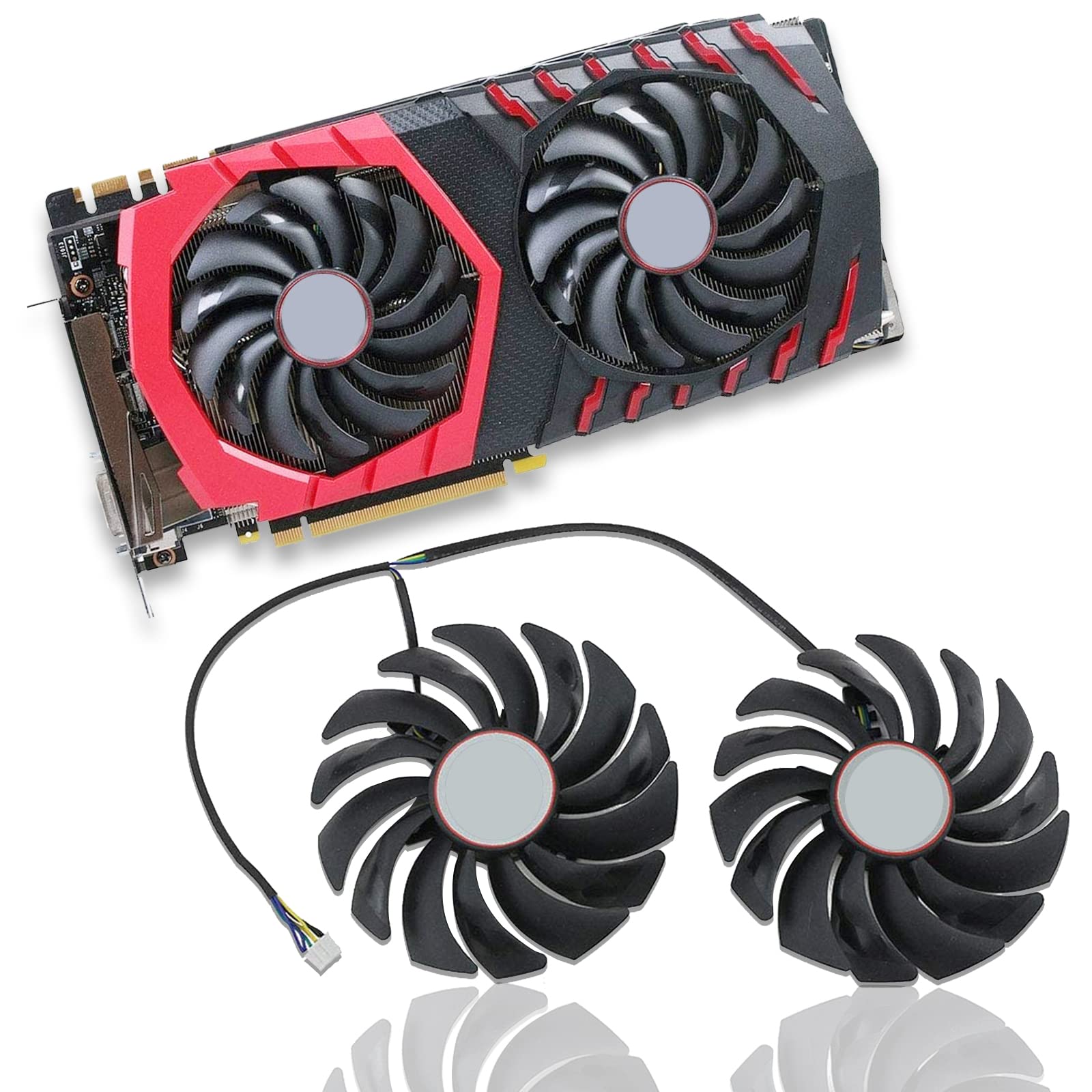 Ventilateur Carte Graphique 95mm - Modèle PLD10010S12HH 12V - Pour MSI RX 470/570/580, GTX 1060/1070/1080 - Remplacement Facile