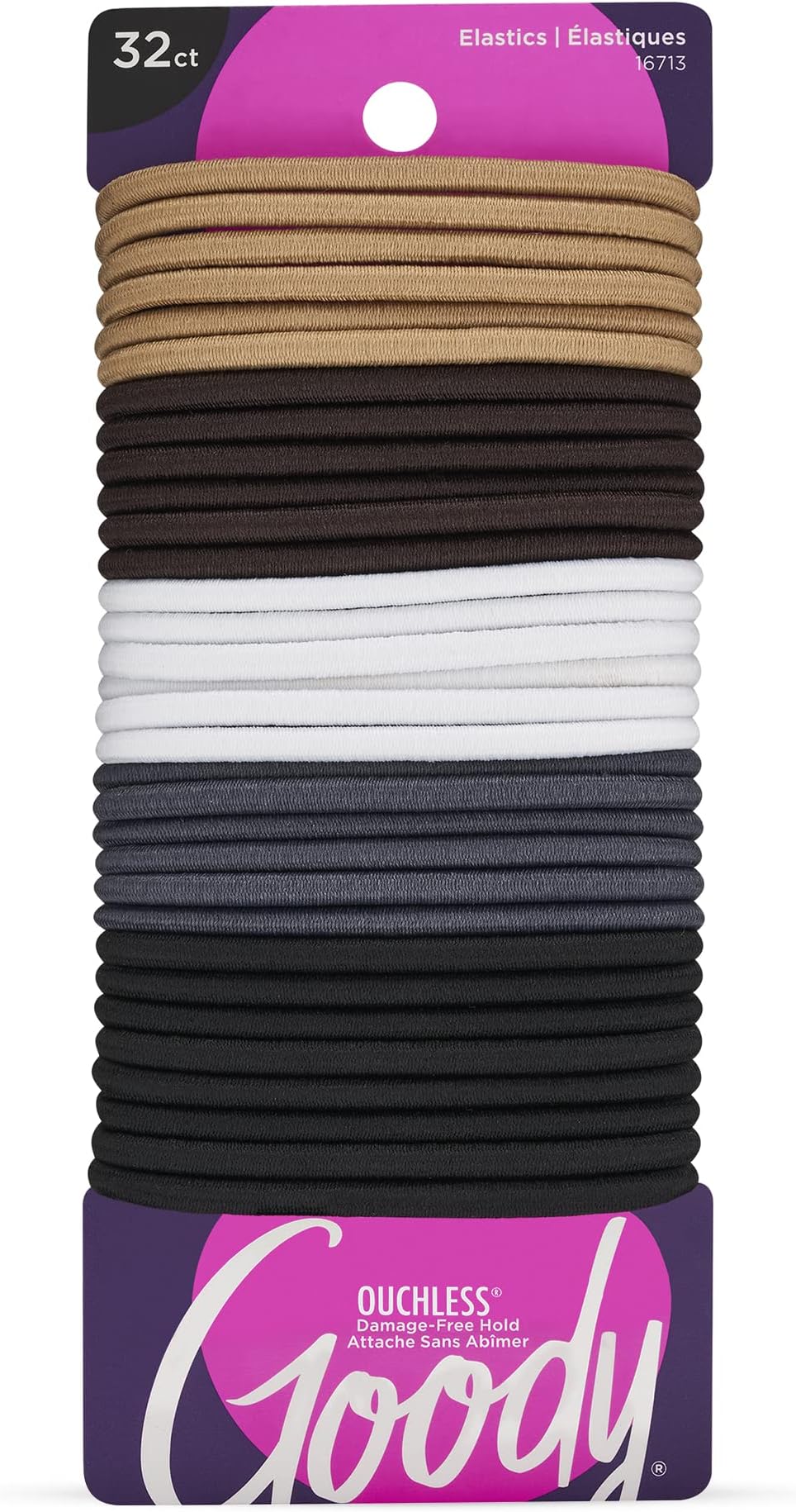 GOODY Women's Braided Elastic Hair Tie, 10 Count, Java Bean Neutral - 4MM for Medium Hair, Ouchless Pain-Free Hair Accessories, Perfect for Long Lasting Braids, Ponytails and More