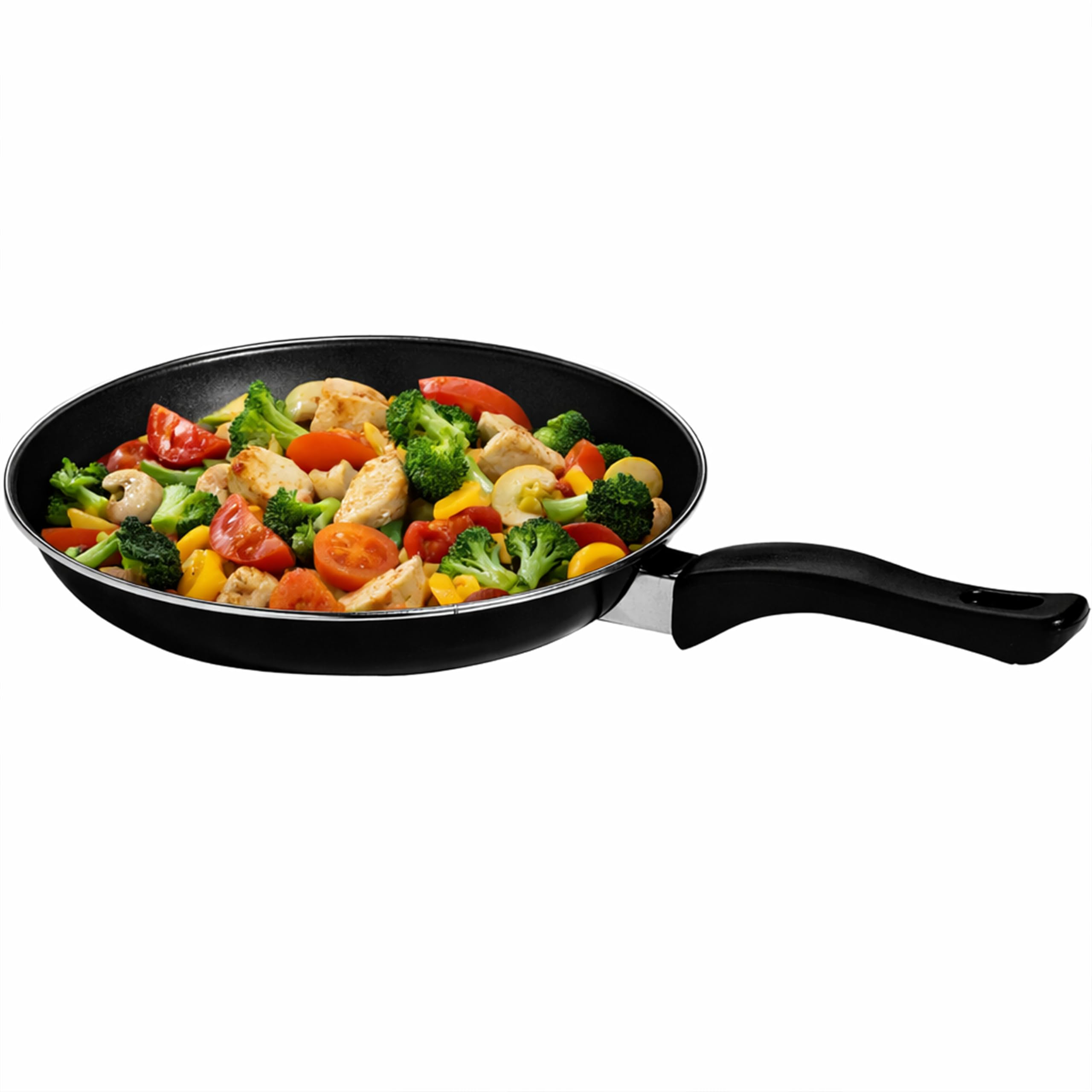 24cm Black Frypan - Non-Stick Aluminium Skillet - Soft Touch Handle - Durable Everyday Pan